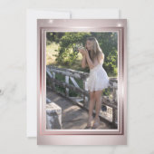 ピンクローズ金ゴールド仮装スイーツ16フォト誕生日 招待状 (裏面)