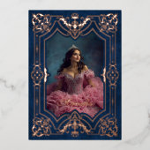 ピンクローズ金ゴールド仮装フォトキンセアニェラ 箔招待状 (正面)