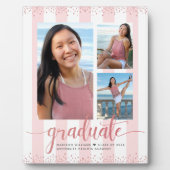 ピンクローズ金ゴールド卒業3フォトグリッタースクリプト フォトプラーク (正面)