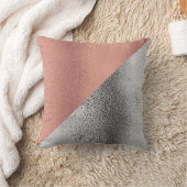 ピンクローズ金ゴールド及びシルバーメタリック装飾体 クッション (ブランケット)