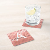 ピンクローズ金ゴールド口紅キスモノグラム誕生日 スクエアペーパーコースター (インサイチュ)