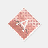 ピンクローズ金ゴールド口紅キスモノグラム誕生日 スタンダードカクテルナプキン (角)