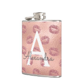 ピンクローズ金ゴールド口紅キスモノグラム誕生日 フラスク (左)