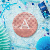 ピンクローズ金ゴールド口紅キスモノグラム誕生日 ペーパープレート (パーティー)