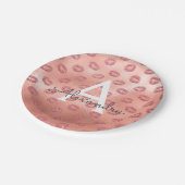 ピンクローズ金ゴールド口紅キスモノグラム誕生日 ペーパープレート (アングル)