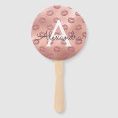 ピンクローズ金ゴールド口紅キスモノグラム ハンドファン (裏面)