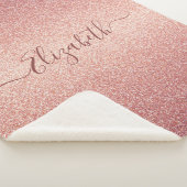 ピンクローズ金ゴールド名グリッター シェルパブランケット (3/4)