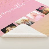 ピンクローズ金ゴールド名photo collage シェルパブランケット (3/4)