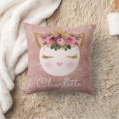 ピンクローズ金ゴールド子猫プリンセきらめくス クッション (ブランケット)