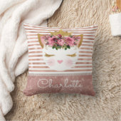 ピンクローズ金ゴールド子猫プリンセスフローラ クッション (ブランケット)