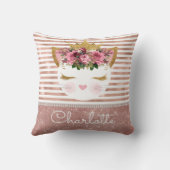 ピンクローズ金ゴールド子猫プリンセスフローラ クッション (裏面)