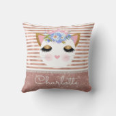 ピンクローズ金ゴールド子猫プリンセパーソナライズされたス クッション (裏面)