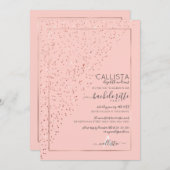 ピンクローズ金ゴールド対角紙吹雪バチェロレッテ 招待状 (正面/裏面)