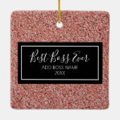 ピンクローズ金ゴールド最高のボスエバパーソナライズされたー セラミックオーナメント (裏面)