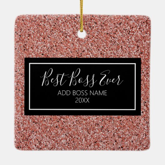 ピンクローズ金ゴールド最高のボスエバパーソナライズされたー セラミックオーナメント (裏面)