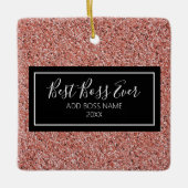 ピンクローズ金ゴールド最高のボスエバパーソナライズされたー セラミックオーナメント (正面)