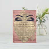 ピンクローズ金ゴールド痛みメイクアップ目グリッター16ブライダル 招待状 (スタンド正面)