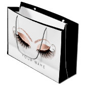 ピンクローズ金ゴールド白黒フライトアイズラッシュ ラージペーパーバッグ (正面アングル)