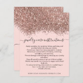 ピンクローズ金ゴールド紙吹雪グリッター気にジュエリーカード ノートカード (正面/裏面)