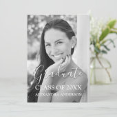 ピンクローズ金ゴールド素朴ウッド卒業パーティー 招待状 (スタンド正面)