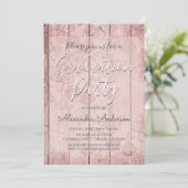 ピンクローズ金ゴールド素朴ウッド卒業パーティー 招待状 (スタンド正面)