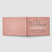 ピンクローズ金ゴールド結婚グリッターズゲストブック ゲストブック (全面)