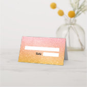 ピンクローズ金ゴールド結婚グリッター プレイスカード (正面)