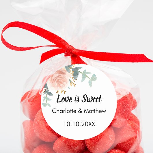 ピンクローズ金ゴールド結婚フローラの愛は甘い ラウンドシール