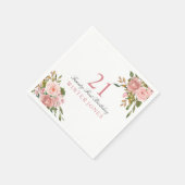 ピンクローズ金ゴールド花21歳の誕生日パーティーナプキンス スタンダードカクテルナプキン (角)