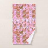 ピンクローズ金ゴールド虹彩色マーメイドはかりで測グリッター バスタオルセット (ハンドタオル)