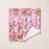 ピンクローズ金ゴールド虹彩色マーメイドはかりで測グリッター バスタオルセット (ウォッシュタオル)