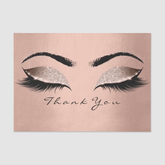 ピンクローズ金ゴールド赤面グリッターサンキューアイシルク 薄葉紙 (正面)