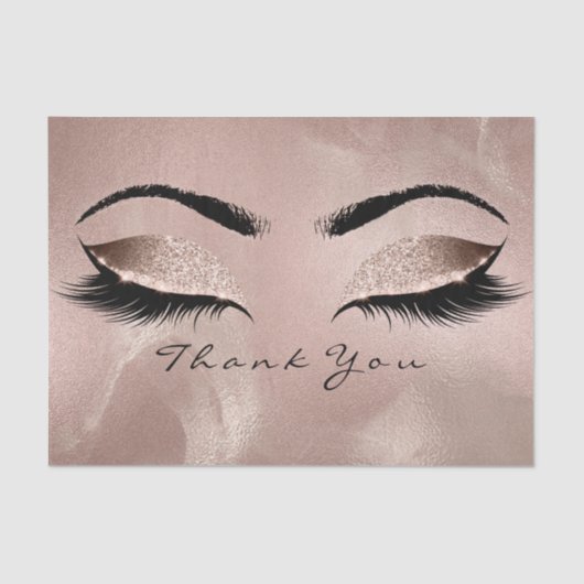 ピンクローズ金ゴールド赤面グリッターサンキューアイスキニー 薄葉紙 (正面)