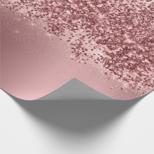 ピンクローズ金ゴールド赤面グリッタースパークレッドビーン ラッピングペーパー (角)