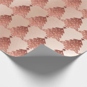 ピンクローズ金ゴールド赤面スキニークリスマスツリースターズ ラッピングペーパー (角)