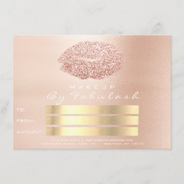 ピンクローズ金ゴールド赤面スキニーメイクアップリップギフトカード