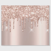 ピンクローズ金ゴールド赤面スパークパウダードリップグリッター ラッピングペーパー (フラット)