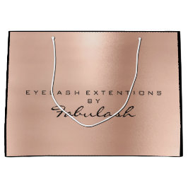 ピンクローズ金ゴールド赤面パールミニマルブランディング ラージペーパーバッグ