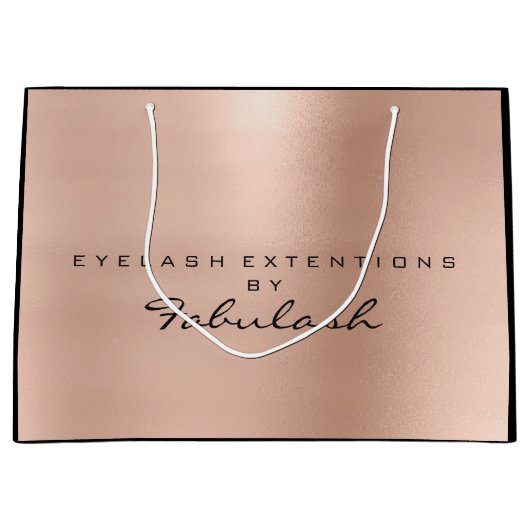 ピンクローズ金ゴールド赤面パールミニマルブランディング ラージペーパーバッグ (正面)