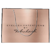 ピンクローズ金ゴールド赤面パールミニマルブランディング ラージペーパーバッグ (裏面)