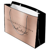 ピンクローズ金ゴールド赤面パールミニマルブランディング ラージペーパーバッグ (裏面アングル)