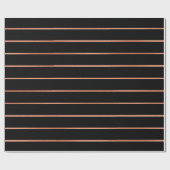 ピンクローズ金ゴールド赤面ブラックストライプライン ラッピングペーパー (フラット)