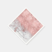 ピンクローズ金ゴールド赤面ホワイトグレーマーブルパーティールクス スタンダードカクテルナプキン (角)