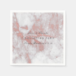 ピンクローズ金ゴールド赤面ホワイトグレーマーブルパーティー スタンダードカクテルナプキン
