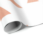 ピンクローズ金ゴールド赤面ホワイトジオメトリ三角形VIP ラッピングペーパー (ロールコーナー)