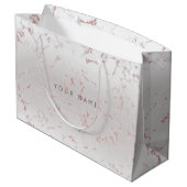 ピンクローズ金ゴールド赤面マーブルメタリックギフトグレー ラージペーパーバッグ (裏面アングル)