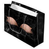 ピンクローズ金ゴールド赤面マーブルラッシュブラックメイクアップ ラージペーパーバッグ (正面アングル)