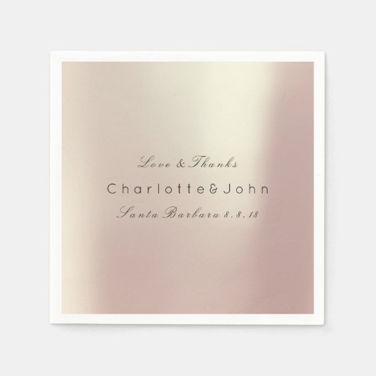 ピンクローズ金ゴールド赤面メタリックミニマルパーティーイベント スタンダードカクテルナプキン (正面)