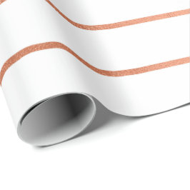 ピンクローズ金ゴールド赤面白ストライプ線 ラッピングペーパー