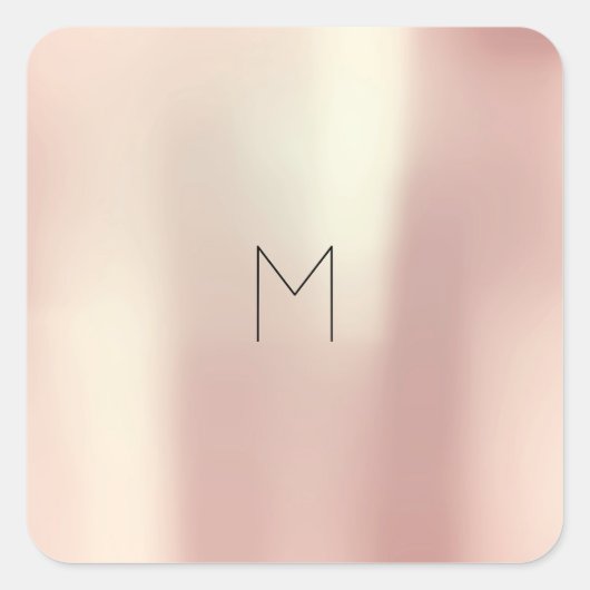 ピンクローズ金ゴールド赤面金属粉末モノグラミニマルム スクエアシール (正面)